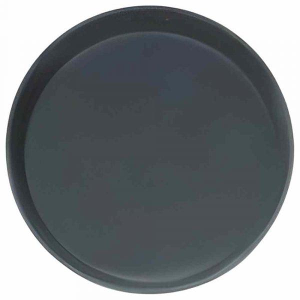 Bandeja redonda preta antiderrapante de 28cm, elegante e prática para servir com estilo. Ideal para uso diário. Adquira já!