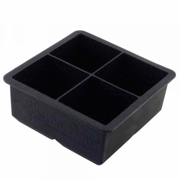 Molde de Gelo 4 Cubos 57mm Preto em Silicone - Ideal para Drinks e Bebidas Refrescantes - Durável e Prático - Envio Rápido