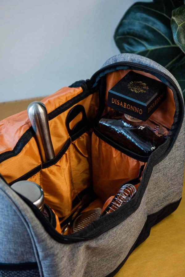 Saco de ferramentas para barman cinzento - Conjunto premium para fazer cocktails em casa. Ideal para mixologistas profissionais e amadores.