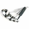 Conjunto de 4 colheres medidoras em aço inoxidável de 1,25; 2,5; 5; 15ml para medições precisas na cozinha. Utensílios de qualidade premium.