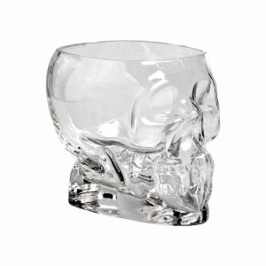 Aprecie a sua bebida favorita com estilo neste copo de vidro em forma de crânio médio de 66cl - Compre online agora!