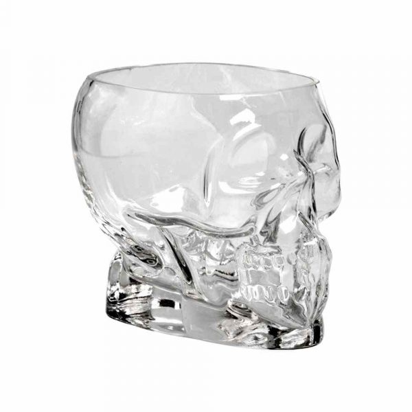 Aprecie a sua bebida favorita com estilo neste copo de vidro em forma de crânio médio de 66cl - Compre online agora!
